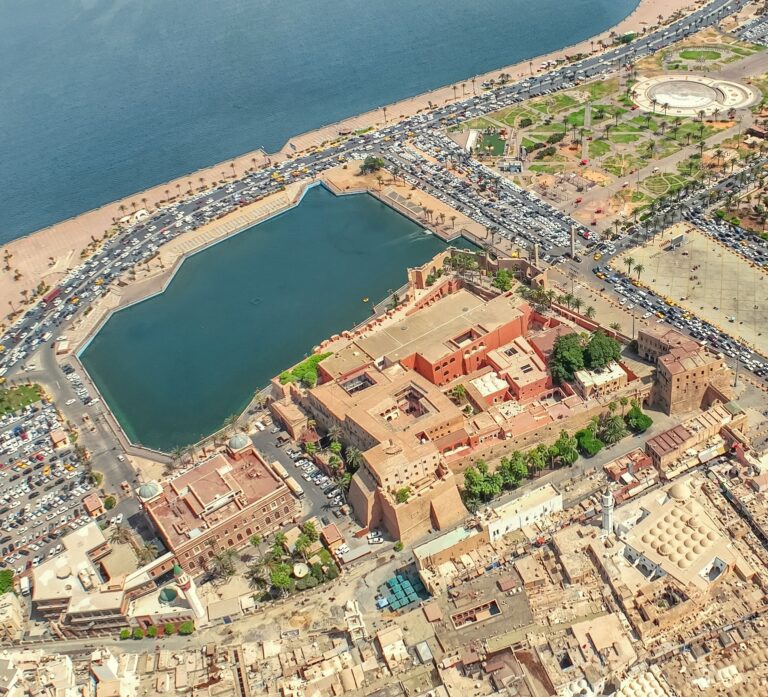 An aerial view of the Libyan Central Bank, located in the heart of Tripoli. 